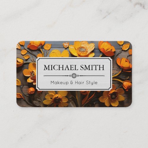 Orange and Yellow Floral Elegant Modern Business Card