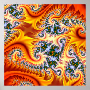 Orange and Yellow Fractal Zoom Poster