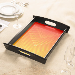 Orange and yellow geometric ombre design bath mat serving tray