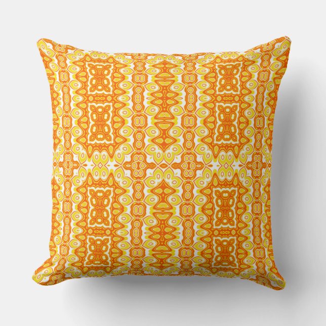 Orange and Yellow Geometric Pattern Throw Pillow (Front)