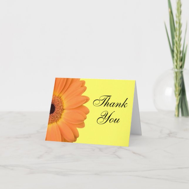 Orange and Yellow Gerber Daisy Thank You Cards (Front)