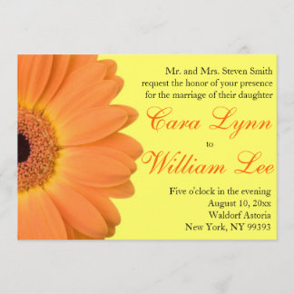 Orange and Yellow Gerber Daisy Wedding Invitations