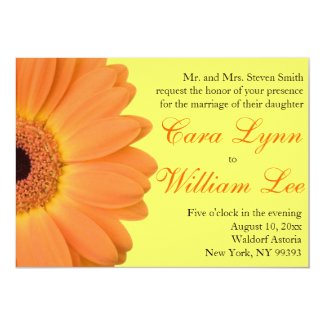 Orange and Yellow Gerber Daisy Wedding Invitations 5" X 7" Invitation Card