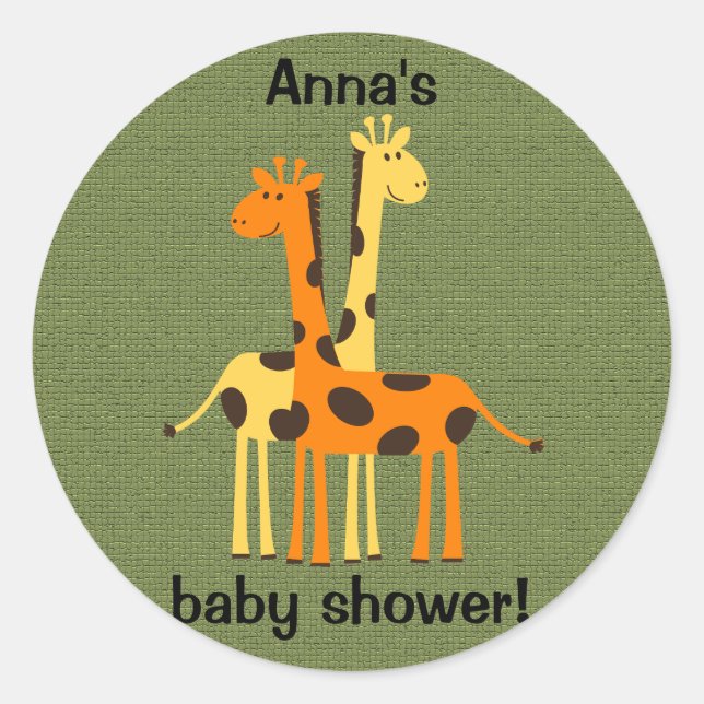Orange and Yellow Giraffes on Green Sticker (Front)