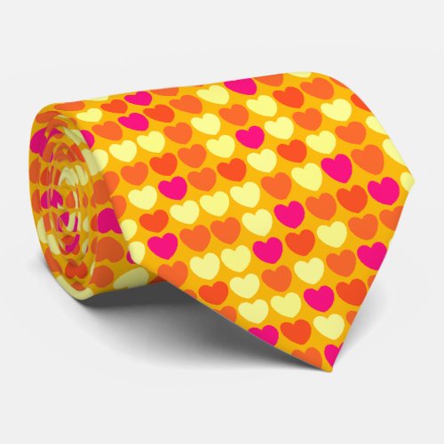 orange and yellow heart pattern tie