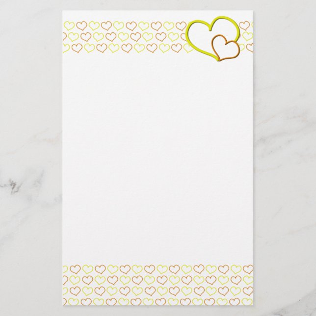 Orange and Yellow Hearts Stationery (Front)