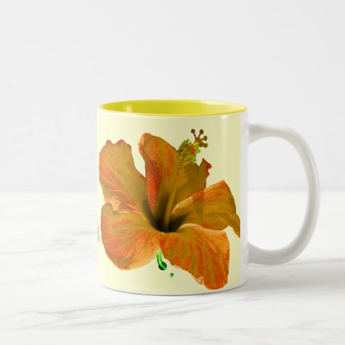 Orange and Yellow Hibiscus Two_Tone Coffee Mug