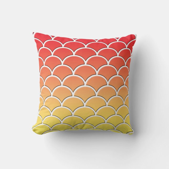 Orange and Yellow Japanese Wave Decor Pillow (Front)
