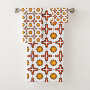 Orange and yellow mandala pattern  bath towel set