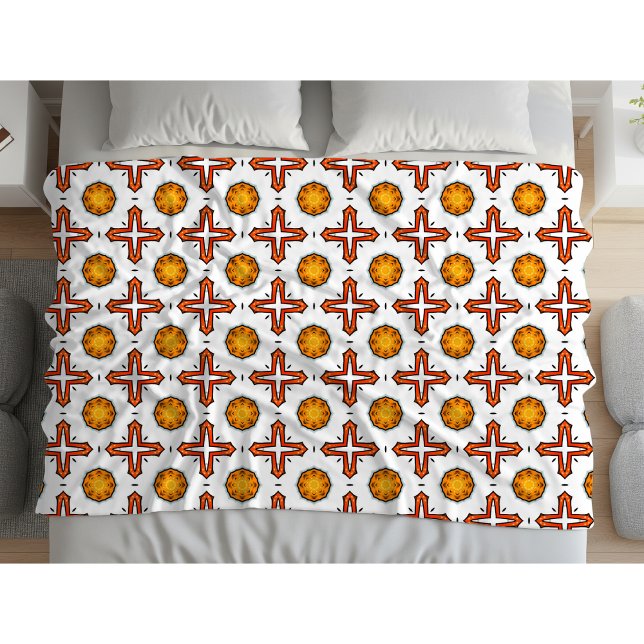 Orange and yellow mandala pattern  fleece blanket (Creator Uploaded)