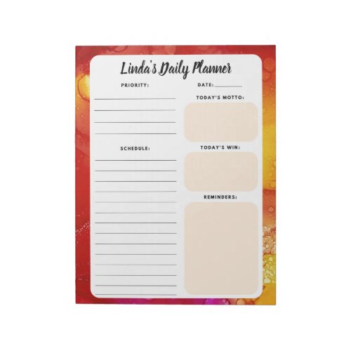 Orange and Yellow Marble Daily To_Do List Notepad