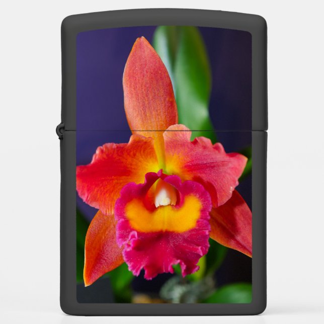 Orange and Yellow Orchid Zippo Lighter (Front)