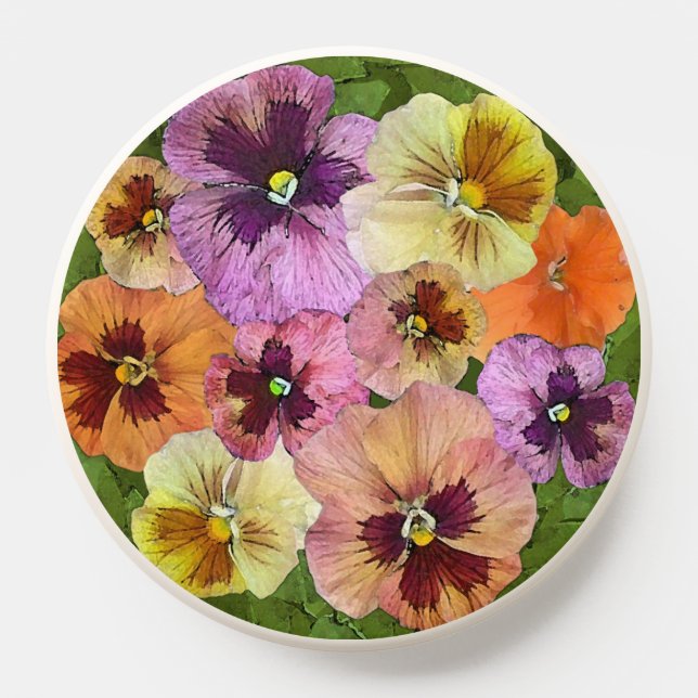 Orange and Yellow Pansy Flowers Botanical Art  PopSocket (Popsocket)