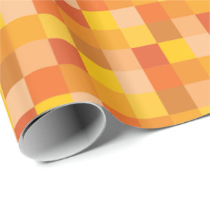 Orange and Yellow Pixelated Pattern   Pixel Art Wrapping Paper