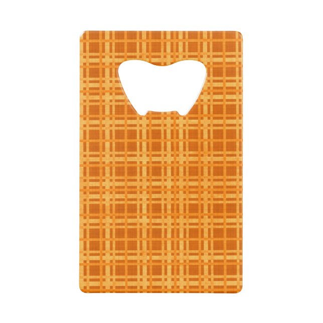 Orange and Yellow Plaid Credit Card Bottle Opener (Front)