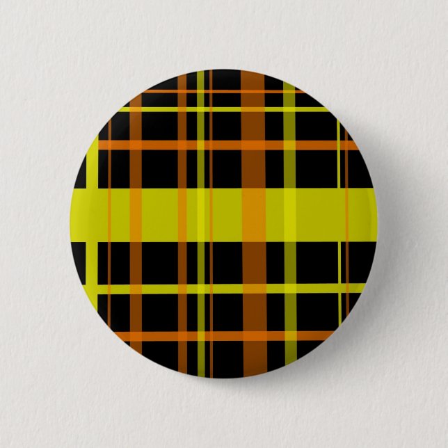 Orange and Yellow Plaid Pinback Button (Front)