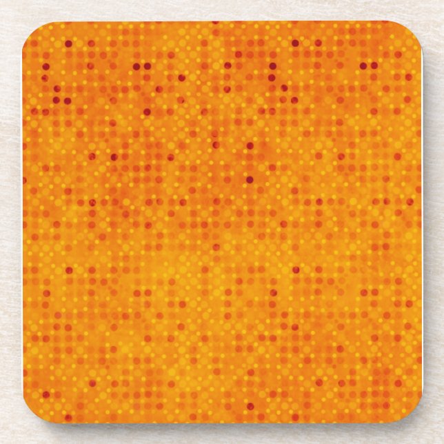 Orange and Yellow Polka Dots Beverage Coaster (Front)