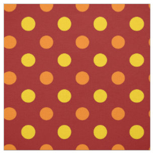 Orange and Yellow Polka Dots On Red Fabric