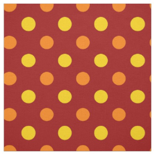 Orange and Yellow Polka Dots On Red Fabric