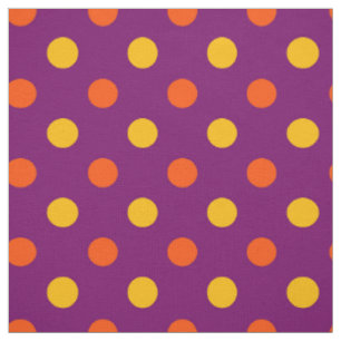Orange and Yellow Polka Dots Purple  Fabric
