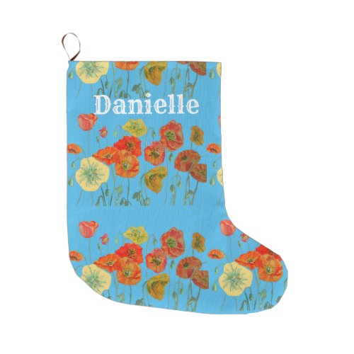 Orange and Yellow Poppies Art Christmas Stocking