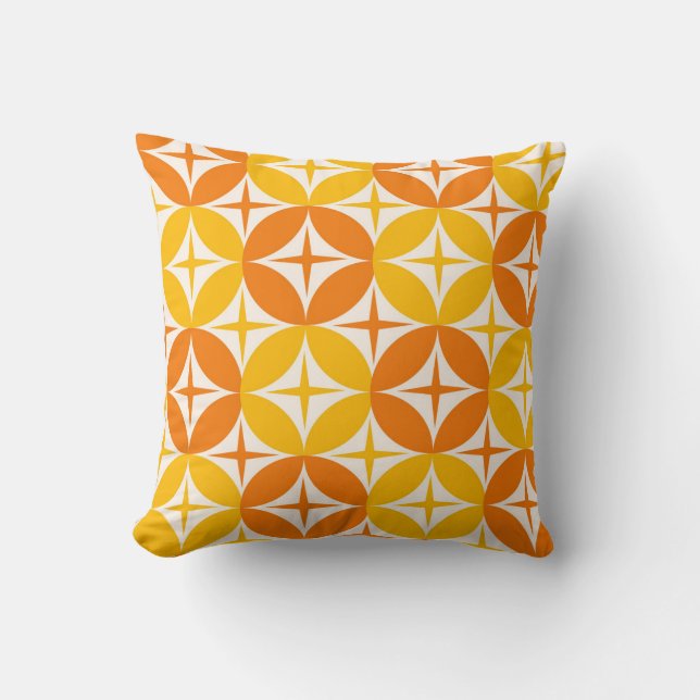 Orange And Yellow Retro Circles Throw Pillow (Front)