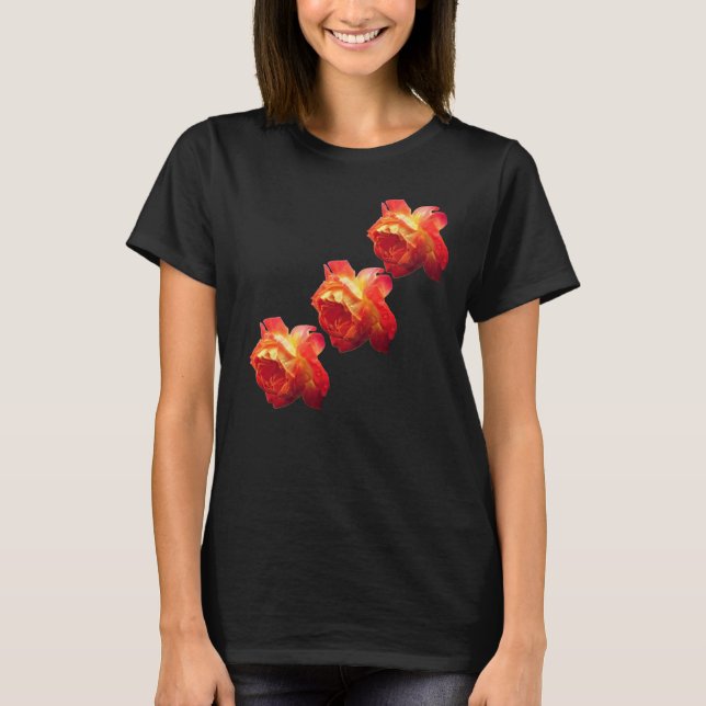 Orange And Yellow Rose Flower  T-Shirt (Front)