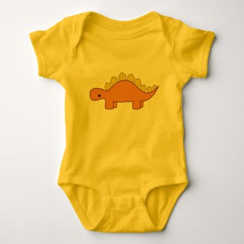 Orange And Yellow Stegosaurus Dinosaur Baby Dino Baby Bodysuit by DorkyDino at Zazzle