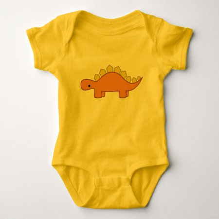 Orange And Yellow Stegosaurus Dinosaur Baby Dino Baby Bodysuit