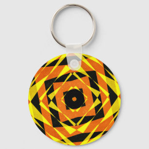 Orange and yellow striped diamond pattern keychain