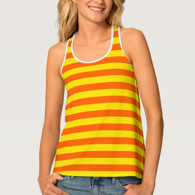 Orange and Yellow Stripes Design Tank Top (Front)