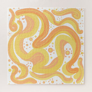 Orange And Yellow Swirls With Dots Jigsaw Puzzle