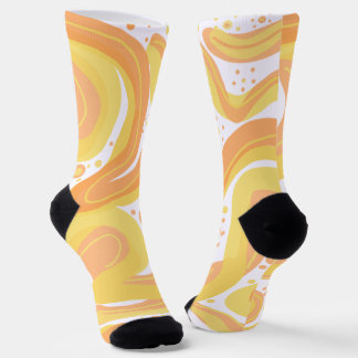 Orange And Yellow Swirls With Dots Socks