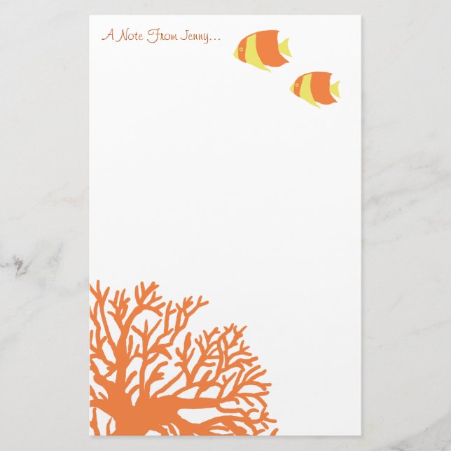 Orange and Yellow Tropical Angelfish Stationery (Front)