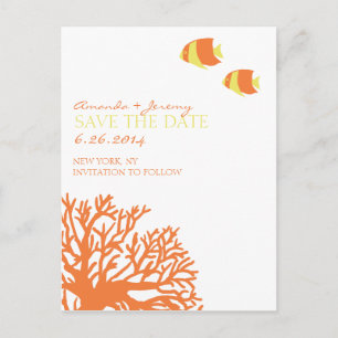 Orange and Yellow Tropical Fish Save the Date Announcement Postcard