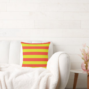 Orange and Yellow Vintage Large Stripes Throw Pillow