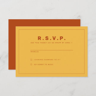 Orange and Yellow Wes Anderson Inspired RSVP Card