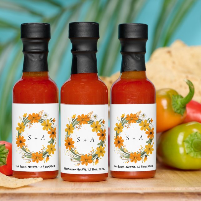 Orange and Yellow Wild Flowers Wreath Wedding Hot Sauces (Multi)