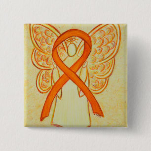 Orange Angel Awareness Ribbon Custom Art Pins