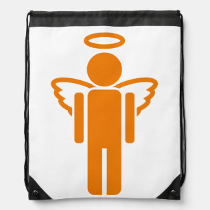 Orange angel cartoon drawstring bag
