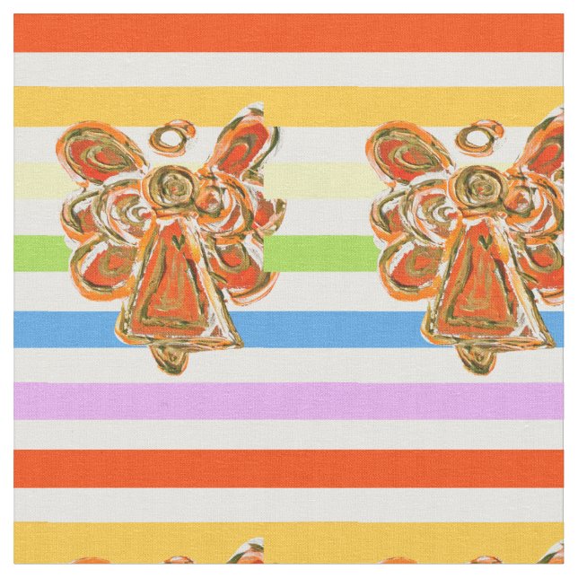 Orange Angel Rainbow Stripe Fabric Art Material (Close Up)