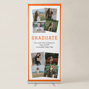Orange Angled Eight-Photo Graduation Retractable Banner