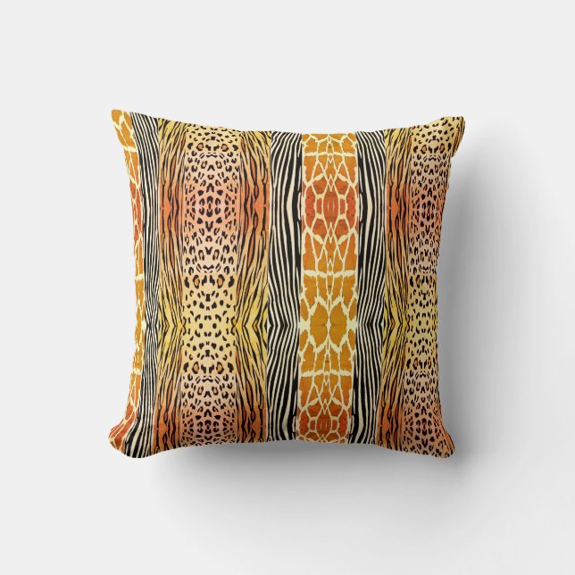 Orange Animal Embossed Printed Zebra Stripe Pillow (Front)