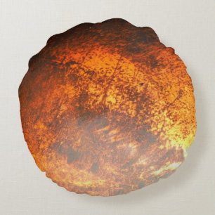 orange antique car close up round pillow