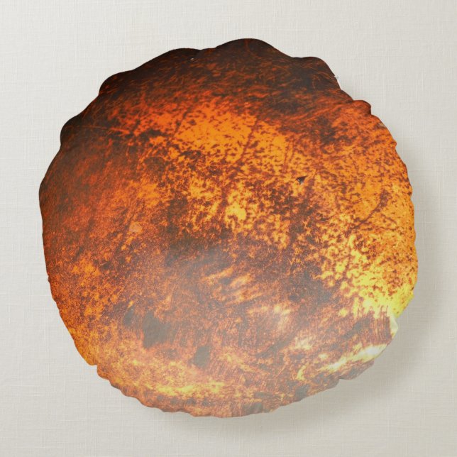 orange antique car close up round pillow (Back)