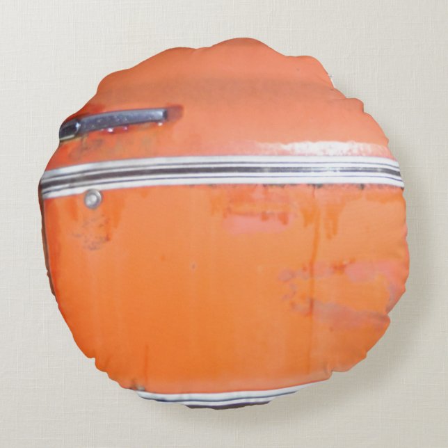orange antique car door round pillow (Back)