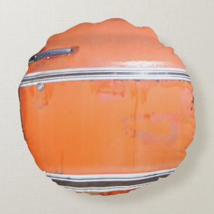 orange antique car silver trim round pillow