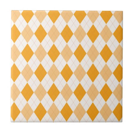 Orange Argyle Ceramic Tile