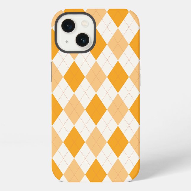 Orange Argyle Iphone Case (Back)