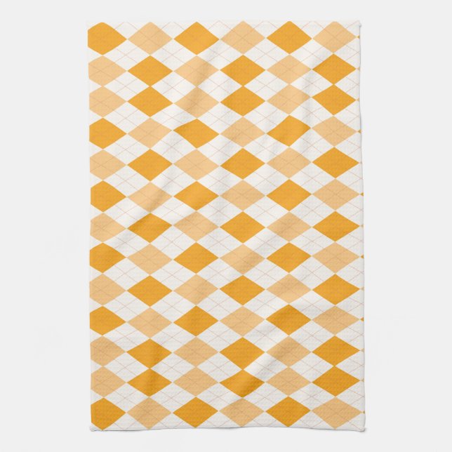 Orange Argyle Kitchen Towel (Vertical)